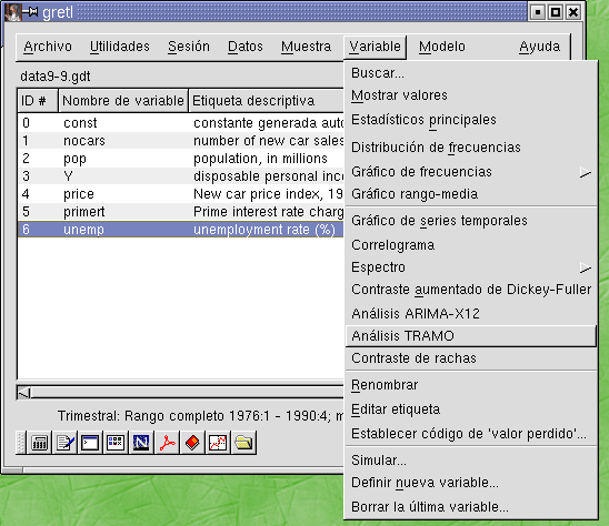 Variable menu